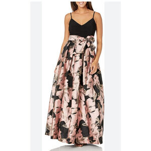 Eliza J Gown Dress maxi Jacquard Printed-Skirt Ball Gown Floral ~ 4